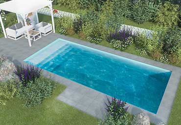 Piscine TAVANA 9 • 9,50 m x 3,88 m - fond plat 1,50 m avec volet immergé INVISIBLE